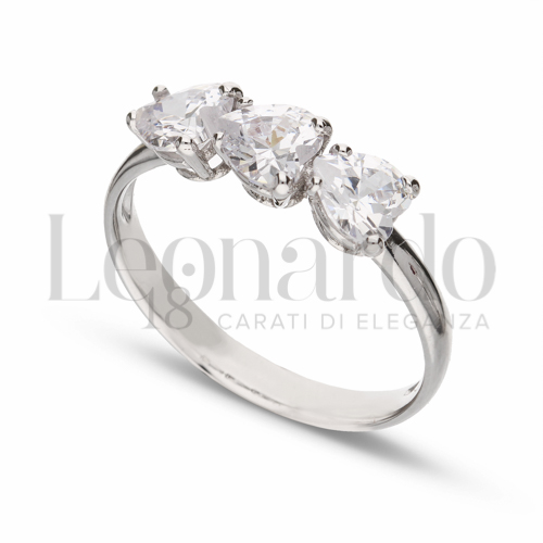 Modello 3 Cuori Orizzontali con Zircone bianco in Oro Bianco da 2,2gr.