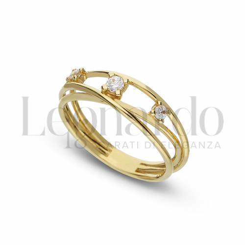 Modello 3 Fili con Zircone bianco in Oro Giallo da 3,3gr.