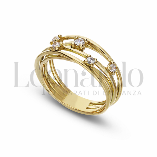 Modello 5 Fili con Zircone bianco in Oro Giallo da 5,1gr.