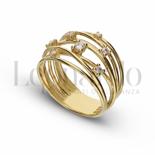 Modello 7 Fili con Zircone bianco in Oro Giallo da 6gr.