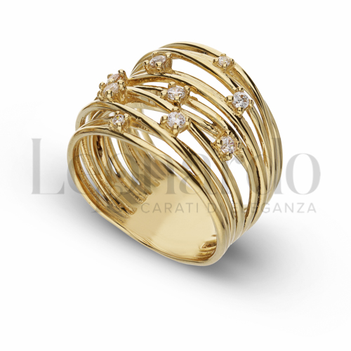 Modello 11 Fili con Zircone bianco in Oro Giallo da 9,8gr.