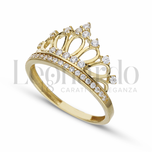con Zircone bianco in Oro Giallo da 2gr.