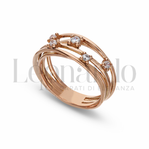 Modello 5 Fili con Zircone bianco in Oro Rosa da 4,8gr.