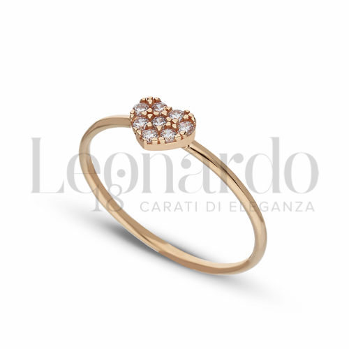 Modello 1 ° Misura con Zircone bianco in Oro Rosa da 1,3gr.
