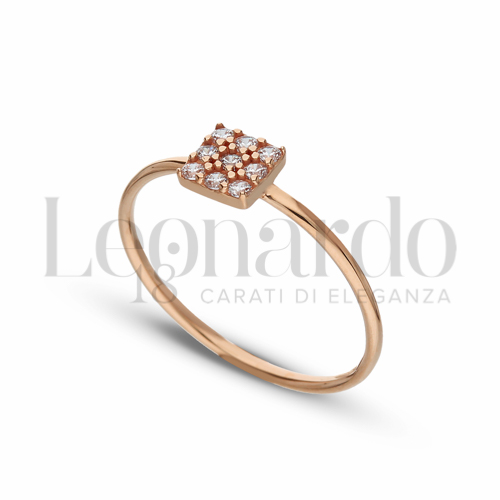 Modello 1 ° Misura con Zircone bianco in Oro Rosa da 1,2gr.