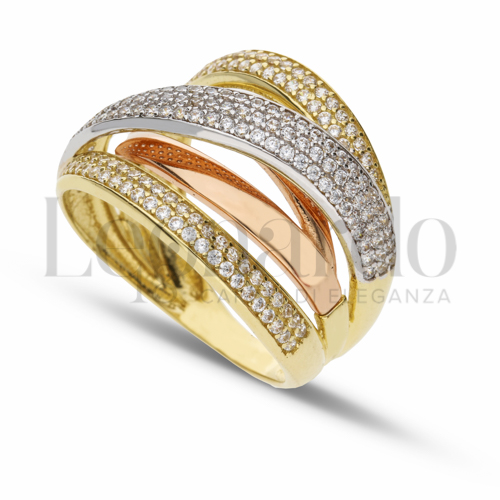 con Zircone bianco in Oro Giallo, Oro Bianco e Oro Rosa da 6gr.