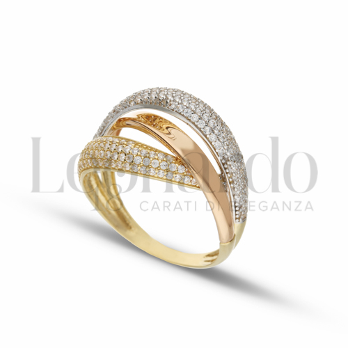 con Zircone bianco in Oro Giallo, Oro Bianco e Oro Rosa da 4,1gr.