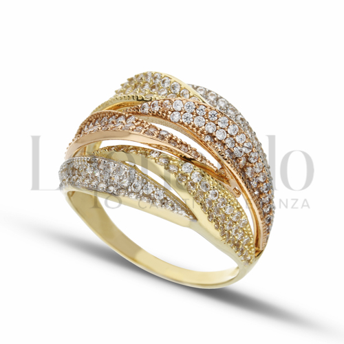 con Zircone bianco in Oro Giallo, Oro Bianco e Oro Rosa da 6gr.