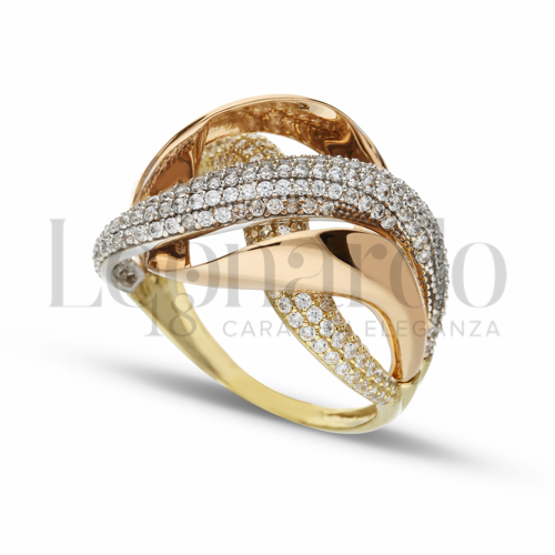 con Zircone bianco in Oro Giallo, Oro Bianco e Oro Rosa da 6gr.