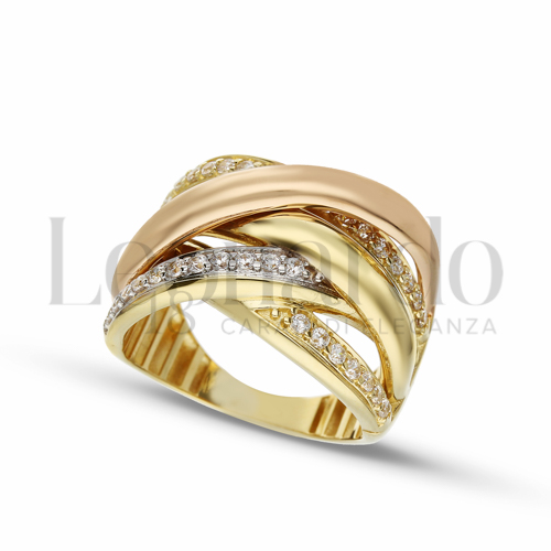 con Zircone bianco in Oro Giallo, Oro Bianco e Oro Rosa da 7,3gr.