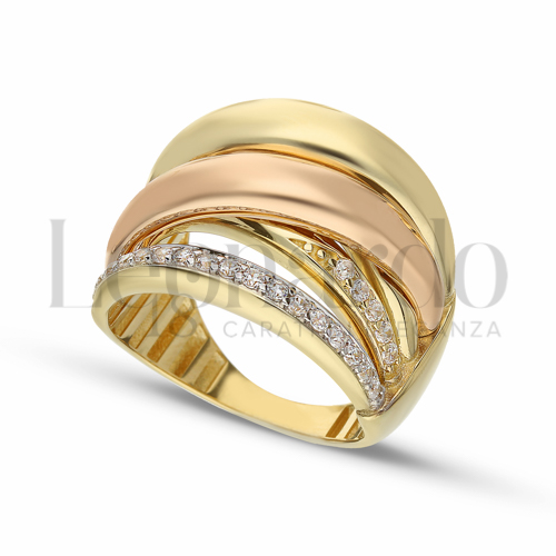 con Zircone bianco in Oro Giallo, Oro Bianco e Oro Rosa da 7,4gr.