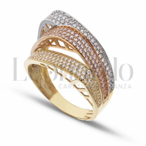 con Zircone bianco in Oro Giallo, Oro Bianco e Oro Rosa da 5,4gr.