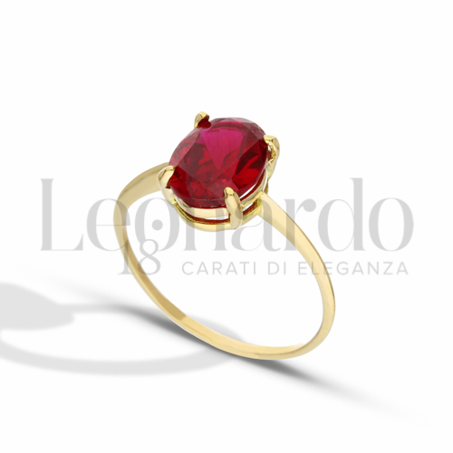 con Pietra rossa in Oro Giallo da 1,9gr.