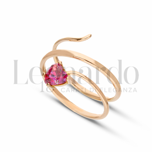 Modello 3 Fili con Pietra rossa in Oro Rosa da 2,6gr.