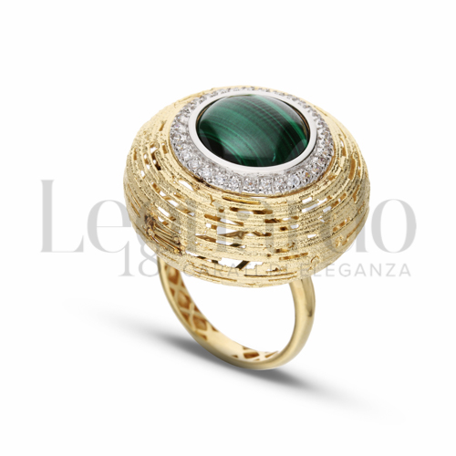 con Pietra verde in Oro Giallo e Oro Bianco da 9,3gr.