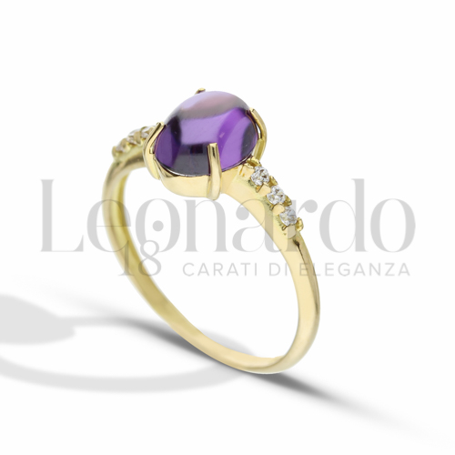 con Pietra Viola e zirconi Bianchi in Oro Giallo da 2,9gr.