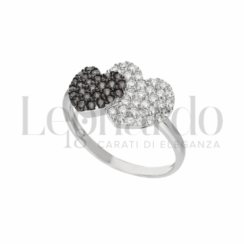 con Zirconi bianchi e zirconi Brown in Oro Bianco da 2,6gr.