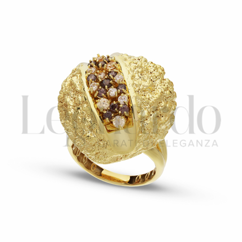 con Zirconi bianchi e zirconi Brown in Oro Giallo da 6,3gr.