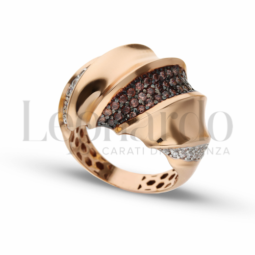 con Zirconi bianchi e zirconi Brown in Oro Rosa e Oro Brunito da 6,3gr.