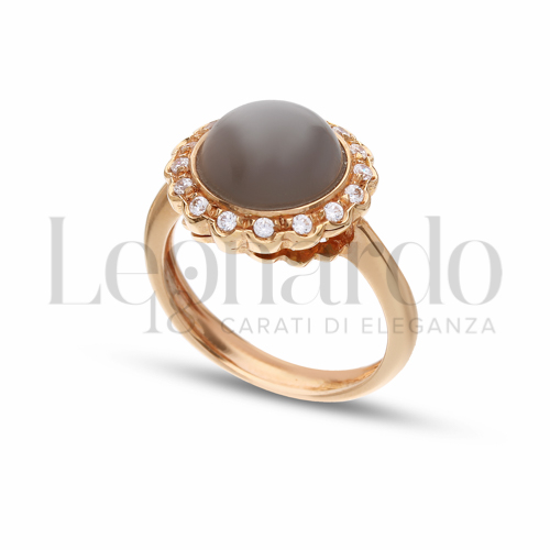 con Pietra Grigia e zirconi bianchi in Oro Rosa da 6,3gr.