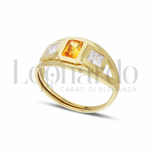 con Citrino Idrotermale e zirconi bianchi in Oro Giallo da 2,7gr.