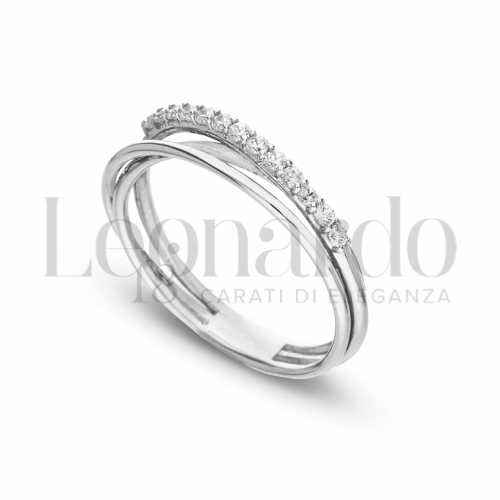 Modello 3 Fili con 1 Fila di zirconi bianchi in Oro Bianco da 2,7gr.