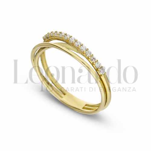 Modello 3 Fili con 1 Fila di zirconi bianchi in Oro Giallo da 2,8gr.