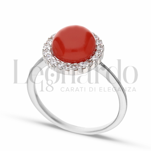 con Corallo e Zirconi Bianchi in Oro Bianco da 2,9gr.