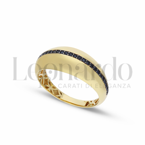 con Zircone nero in Oro Giallo da 2,4gr.