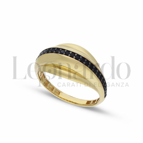 con Zircone nero in Oro Giallo da 2,6gr.