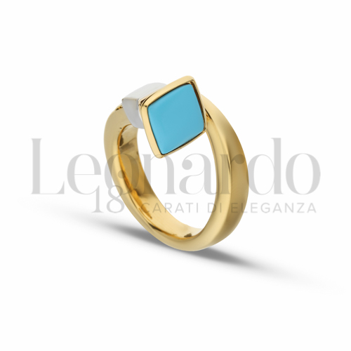 con Turchese in Oro Giallo e Oro Bianco da 4,3gr.