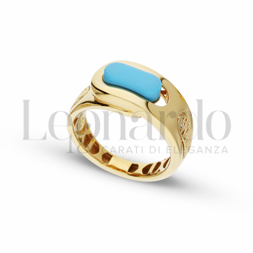 con Turchese in Oro Giallo da 4,4gr.