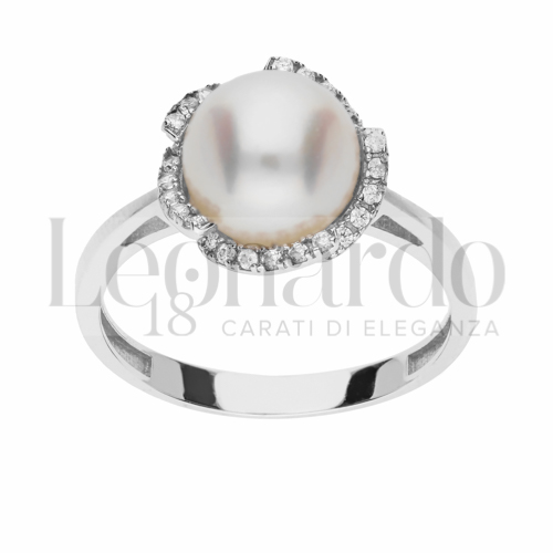 con Perla & Zirconi bianchi in Oro Bianco da 3,2gr.
