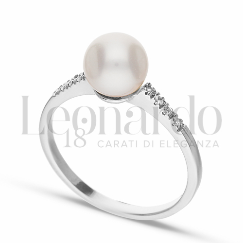 con Perla & Zirconi bianchi in Oro Bianco da 2,4gr.