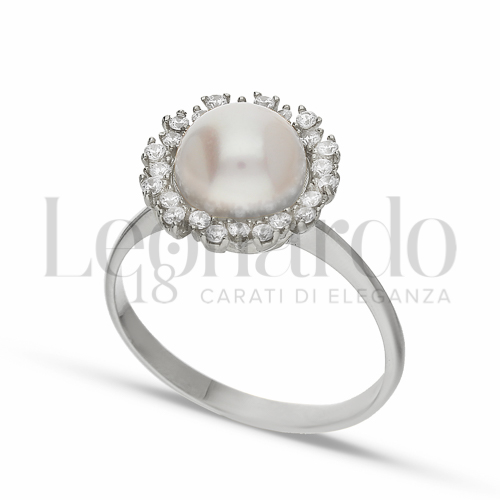 con Perla & Zirconi bianchi in Oro Bianco da 3,3gr.