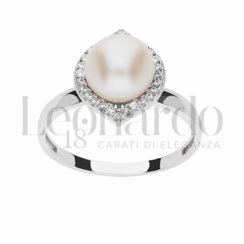 con Zirconi bianchi & Perla in Oro Bianco da 2,8gr.