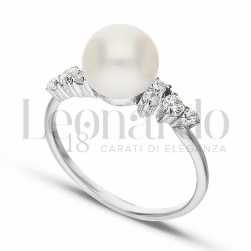 con Perla & Zirconi bianchi in Oro Bianco da 2,8gr.