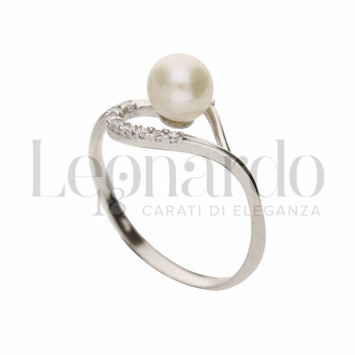 con Perla & Zirconi bianchi in Oro Bianco da 1,9gr.