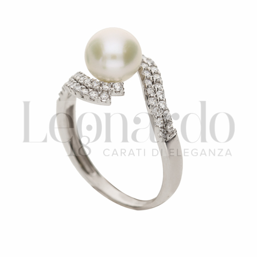con Perla & Zirconi bianchi in Oro Bianco da 2,9gr.