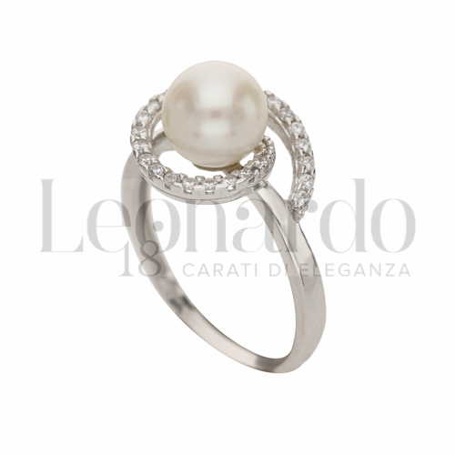 con Perla & Zirconi bianchi in Oro Bianco da 2,9gr.