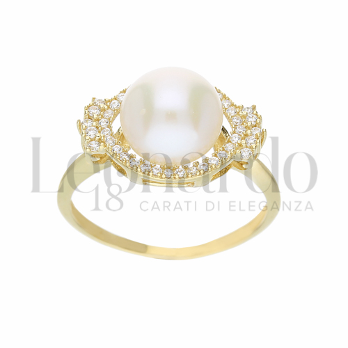 con Perla & Zirconi bianchi in Oro Giallo da 2,7gr.