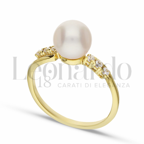 Modello 1 ° Misura con Perla & Zirconi bianchi in Oro Giallo da 2,7gr.