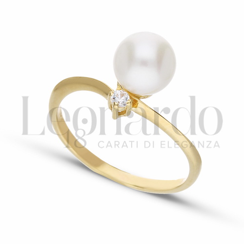 Modello 1 ° Misura con Perla & Zirconi bianchi in Oro Giallo da 2,4gr.