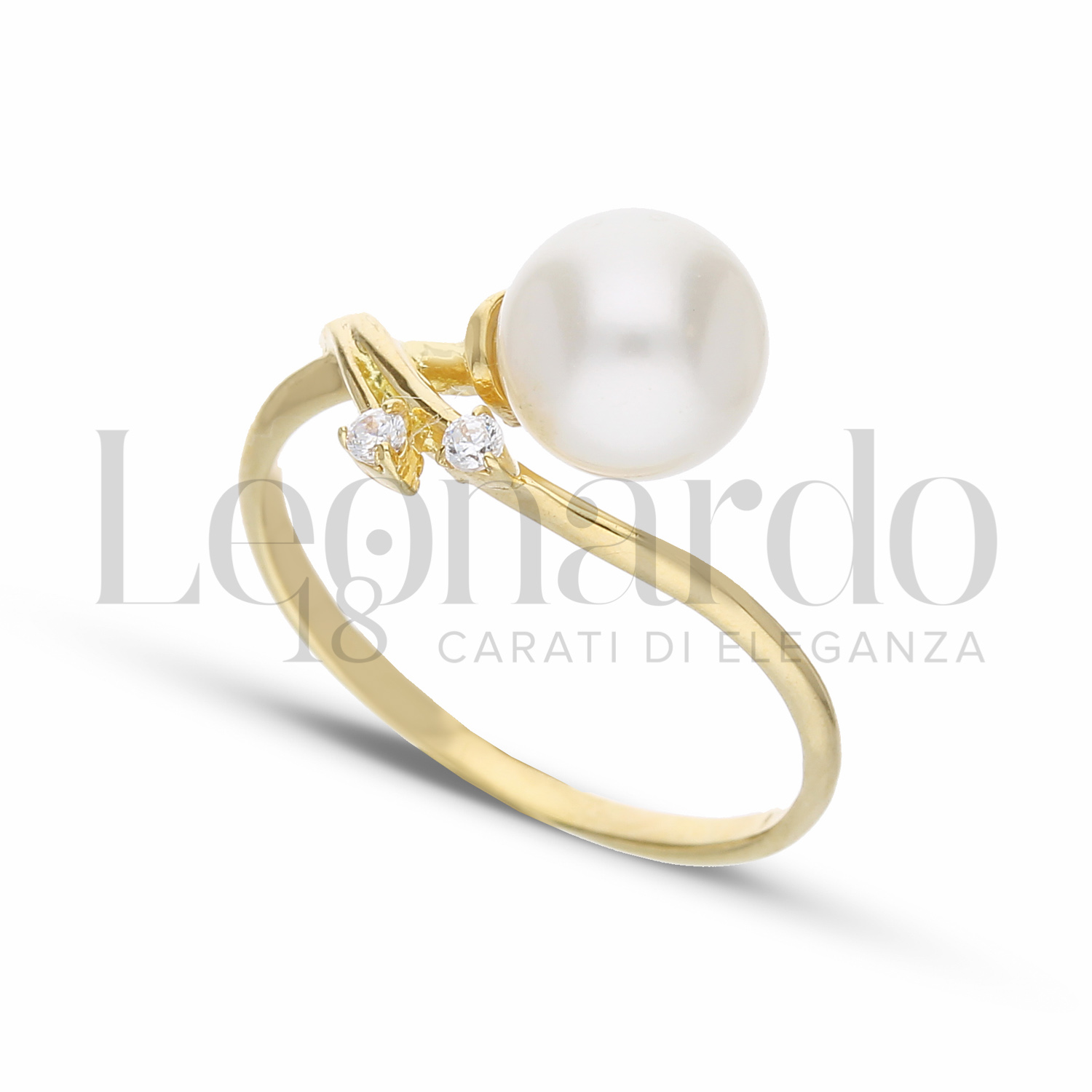 Modello 1 ° Misura con Perla & Zirconi bianchi in Oro Giallo da 2,3gr.