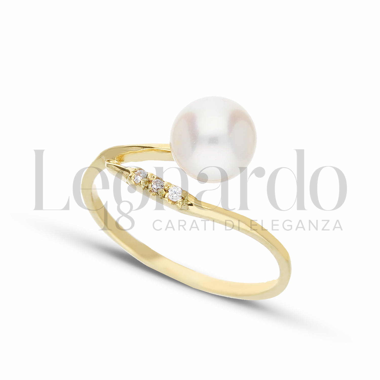 Modello 1 ° Misura con Perla & Zirconi bianchi in Oro Giallo da 1,8gr.
