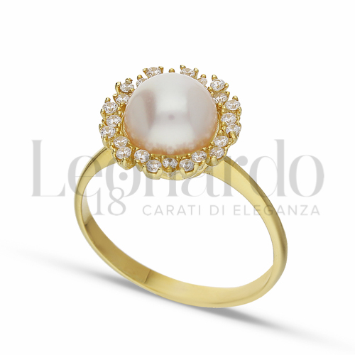 con Perla & Zirconi bianchi in Oro Giallo da 3,3gr.