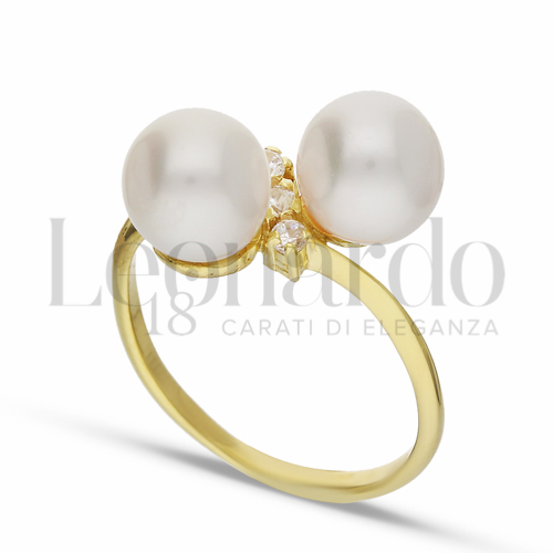 con Perla & Zirconi bianchi in Oro Giallo da 3,3gr.