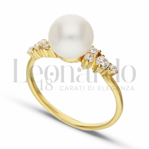 con Perla & Zirconi bianchi in Oro Giallo da 2,7gr.
