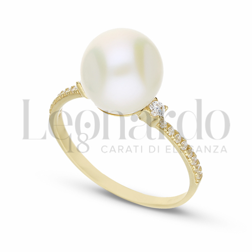 con Perla & Zirconi bianchi in Oro Giallo da 3,3gr.