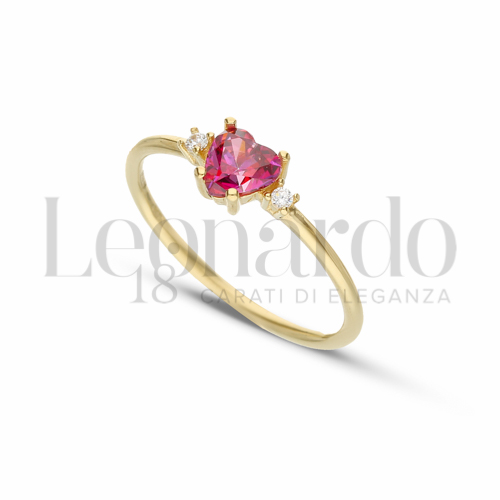 con Pietra di Colore Rosso e zirconi bianchi in Oro Giallo da 1,6gr.